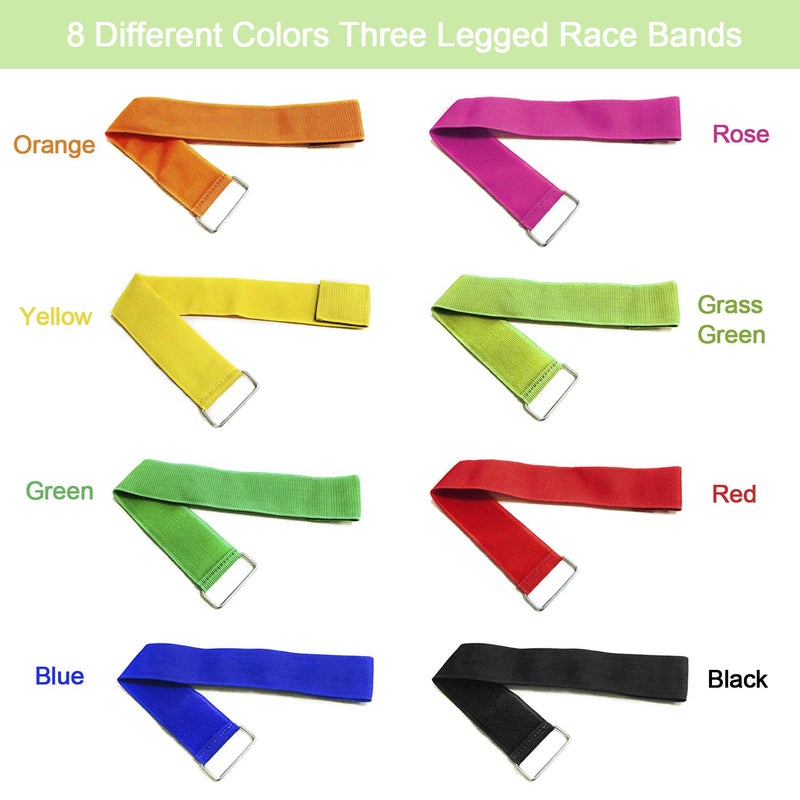 Unixing 8 Colors 3 Legged Race Bands, Three Legged Race Durable Firm Elastic Tie Rope Colorful 3 Leg Race Band for Party Game Outdoor Fun - Image 2